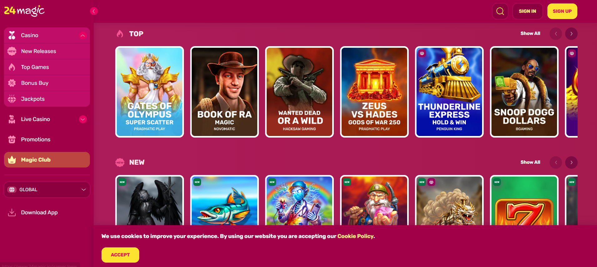 24Magic Casino Login